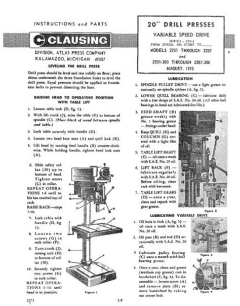 Condition: New. . Clausing 203939 drill press parts manual